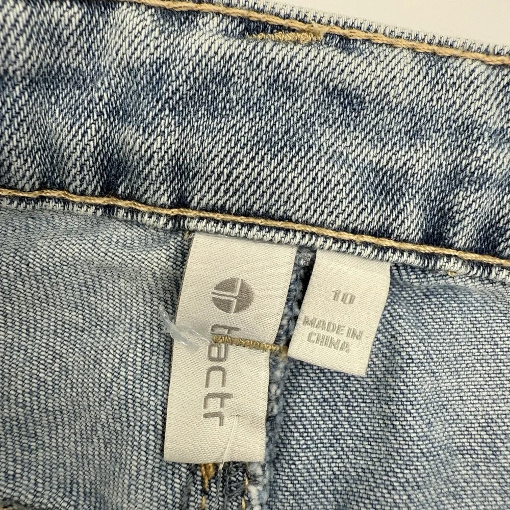 Girls Denim Pants Butterfly Embroidered Size 10 Cuffed Straight Leg Light‎ Wash